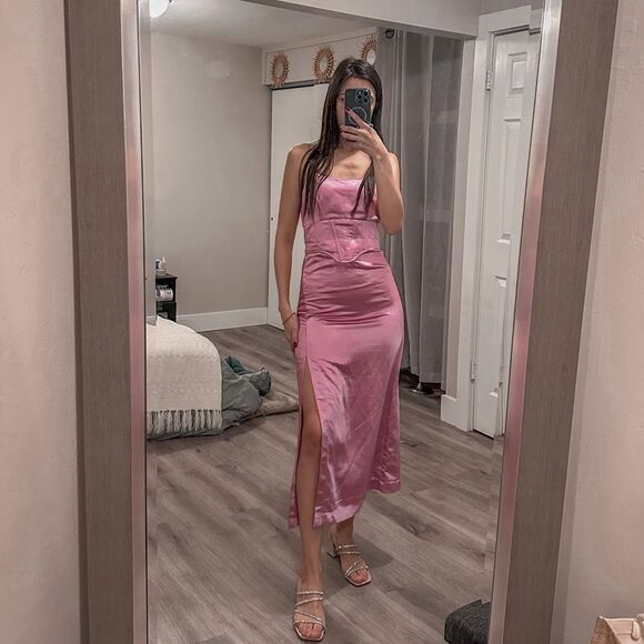 Jason Wu Pink Satin Midi Dress - Picture 1 of 4